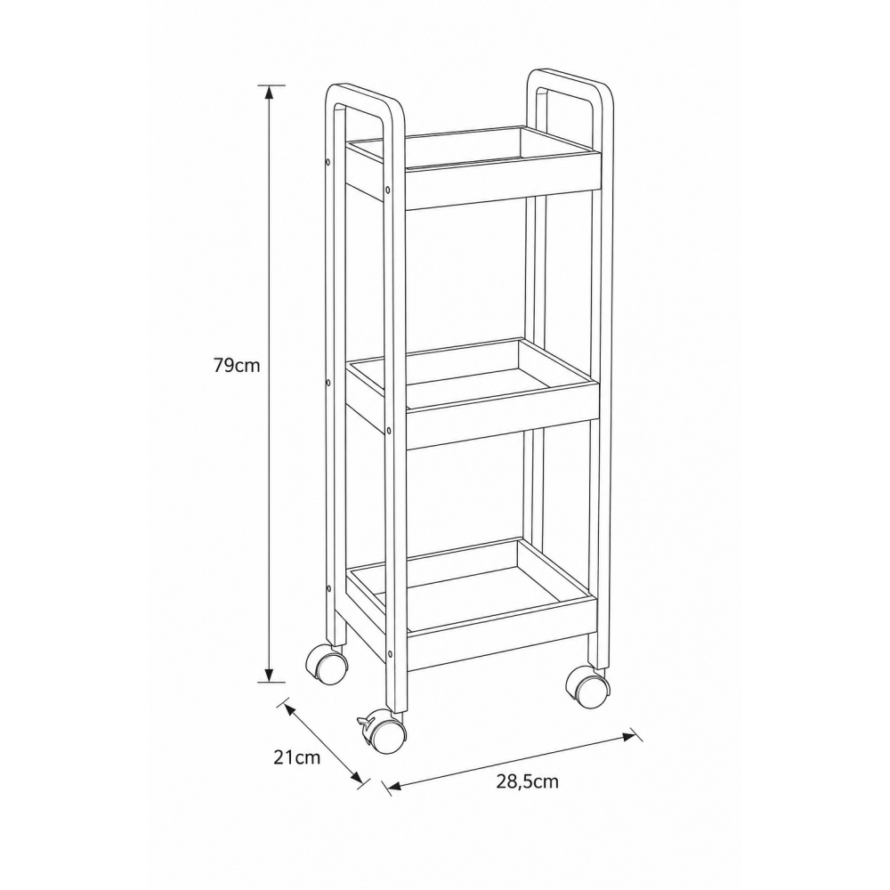 Ραφιέρα Bamboo/MDF με 3 Ράφια Φυσική με Ροδάκια 28.5x21x79cm MRShome