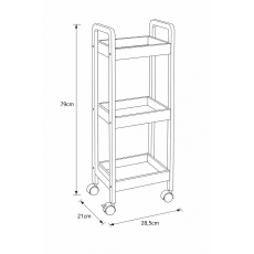 Ραφιέρα Bamboo/MDF με 3 Ράφια Φυσική με Ροδάκια 28.5x21x79cm MRShome
