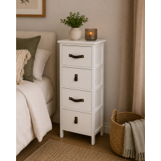 Συρταριέρα MDF με 4 Συρτάρια με Λαβή Λευκή 37.5x27.5x86cm MRShome