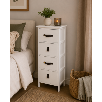 Συρταριέρα MDF με 4 Συρτάρια με Λαβή Λευκή 37.5x27.5x86cm MRShome