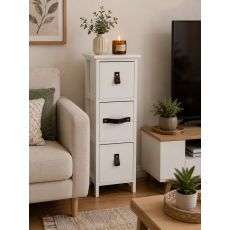 Συρταριέρα MDF με 3 Συρτάρια με Λαβές Λευκό 25x25x77cm MRShome