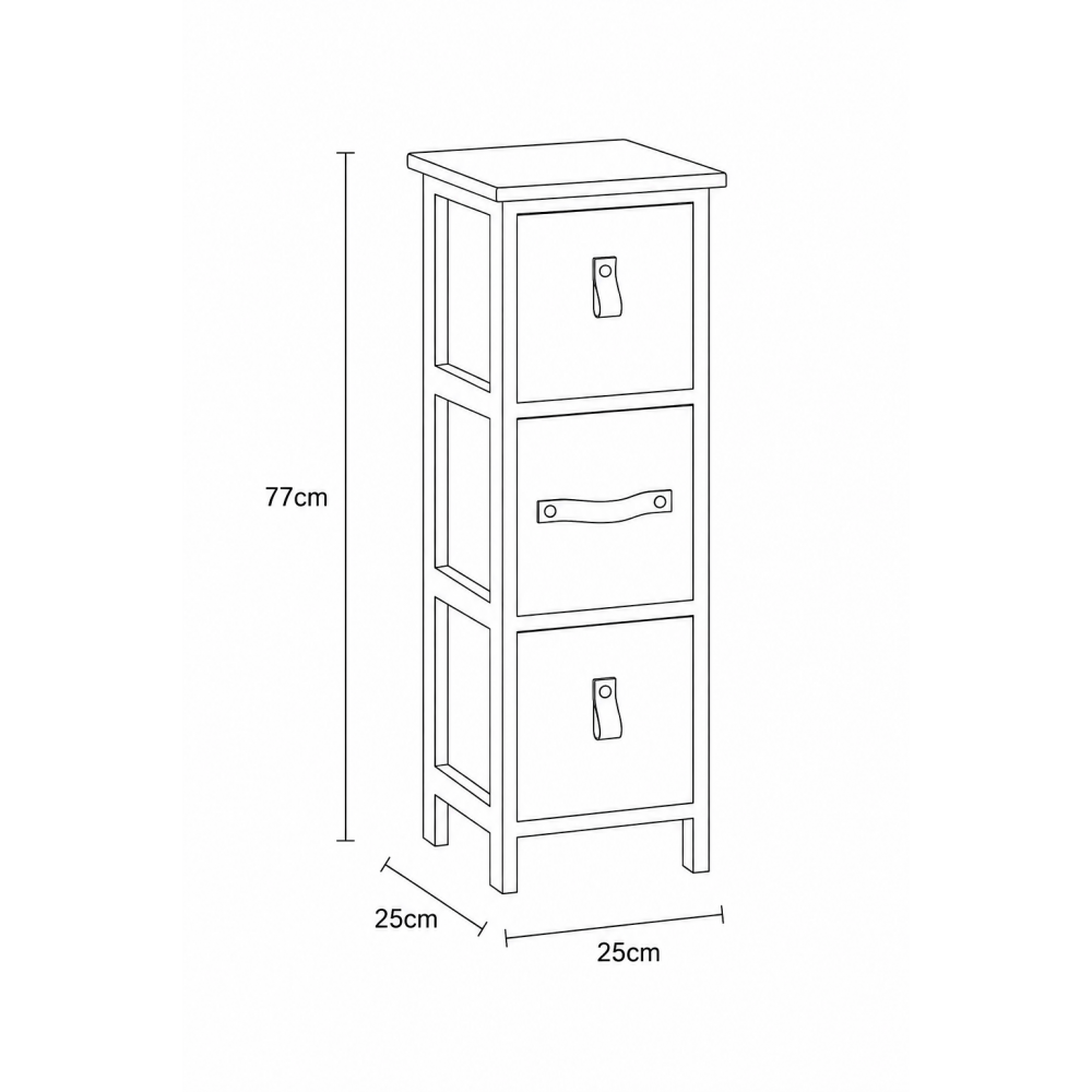 Συρταριέρα MDF με 3 Συρτάρια με Λαβές Λευκό 25x25x77cm MRShome