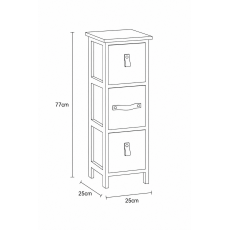 Συρταριέρα MDF με 3 Συρτάρια με Λαβές Λευκό 25x25x77cm MRShome