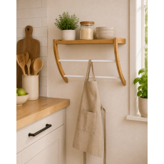 Κρεμάστρα Τοίχου με Ράφι Bamboo 45x20x34cm Μπεζ/Λευκή MRShome