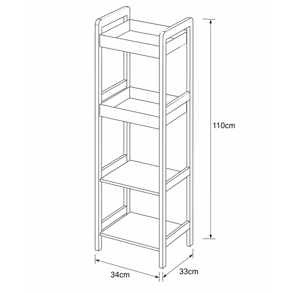 Ραφιέρα 4 θέσεων Bamboo/MDF Μπεζ/Μαύρη 34x33x110cm MRShome