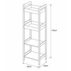 Ραφιέρα 4 θέσεων Bamboo/MDF Μπεζ/Μαύρη 34x33x110cm MRShome