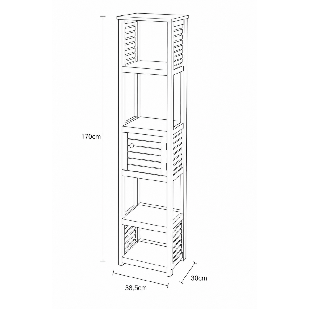 Έπιπλο MDF/Ακακία με 1 Ντουλαπάκι και 5 Ράφια Αποθήκευσης Γκρι/Καφέ 38.5x30x170cm MRShome