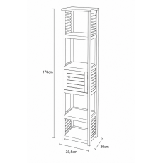Έπιπλο MDF/Ακακία με 1 Ντουλαπάκι και 5 Ράφια Αποθήκευσης Γκρι/Καφέ 38.5x30x170cm MRShome