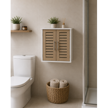 Ντουλάπι Τοίχου MDF Λευκό/Καφέ 52x22x55cm MRShome