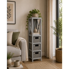 Έπιπλο MDF με 1 Ράφι και 3 Συρτάρια Γκρι 17x24x82cm MRShome