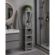 Έπιπλο MDF με 1 Ράφι και 3 Συρτάρια Γκρι 17x24x82cm MRShome