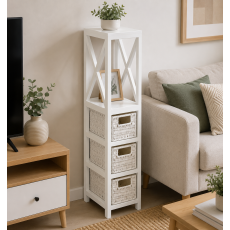 Έπιπλο MDF με 1 Ράφι και 3 Συρτάρια Λευκό 17x24x82cm MRShome
