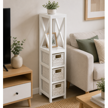 Έπιπλο MDF με 1 Ράφι και 3 Συρτάρια Λευκό 17x24x82cm MRShome
