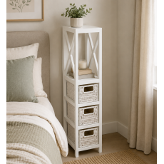Έπιπλο MDF με 1 Ράφι και 3 Συρτάρια Λευκό 17x24x82cm MRShome