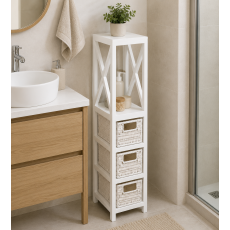 Έπιπλο MDF με 1 Ράφι και 3 Συρτάρια Λευκό 17x24x82cm MRShome
