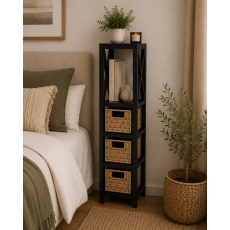 Έπιπλο MDF με 1 Ράφι και 3 Συρτάρια Μαύρο 17x24x82cm MRShome