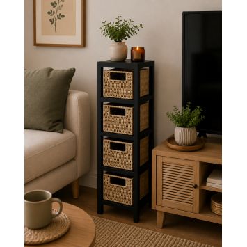Συρταριέρα MDF με 4 Συρτάρια 17x24x65cm Μπεζ/Μαύρο MRShome