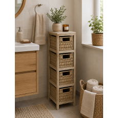 Συρταριέρα MDF με 4 Συρτάρια 17x24x65cm Μπεζ MRShome