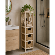 Έπιπλο MDF με 1 Ράφι και 3 Συρτάρια Μπεζ 17x24x82cm MRShome