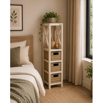 Έπιπλο MDF με 1 Ράφι και 3 Συρτάρια Μπεζ 17x24x82cm MRShome