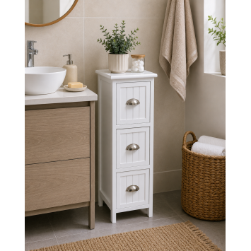 Συρταριέρα MDF με 3 Συρτάρια Λευκή 25x25x77cm MRShome