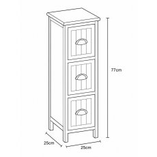 Συρταριέρα MDF με 3 Συρτάρια Λευκή 25x25x77cm MRShome