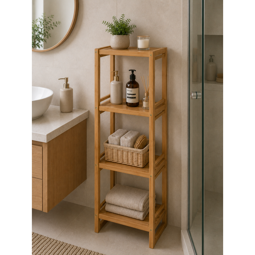 Ραφιέρα από Bamboo με 4 Ράφια Καφέ 33x20x100cm MRShome