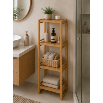 Ραφιέρα από Bamboo με 4 Ράφια Καφέ 33x20x100cm MRShome