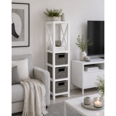 Έπιπλο MDF με 1 Ράφι και 3 Συρτάρια Γκρι/Λευκό 17x24x82cm MRShome
