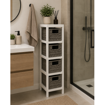 Συρταριέρα με 4 Συρτάρια MDF Γκρι/Λευκή 17x24x65cm MRShome
