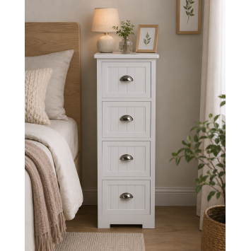 Συρταριέρα MDF με 4 Συρτάρια Λευκή 35x30x90cm MRShome
