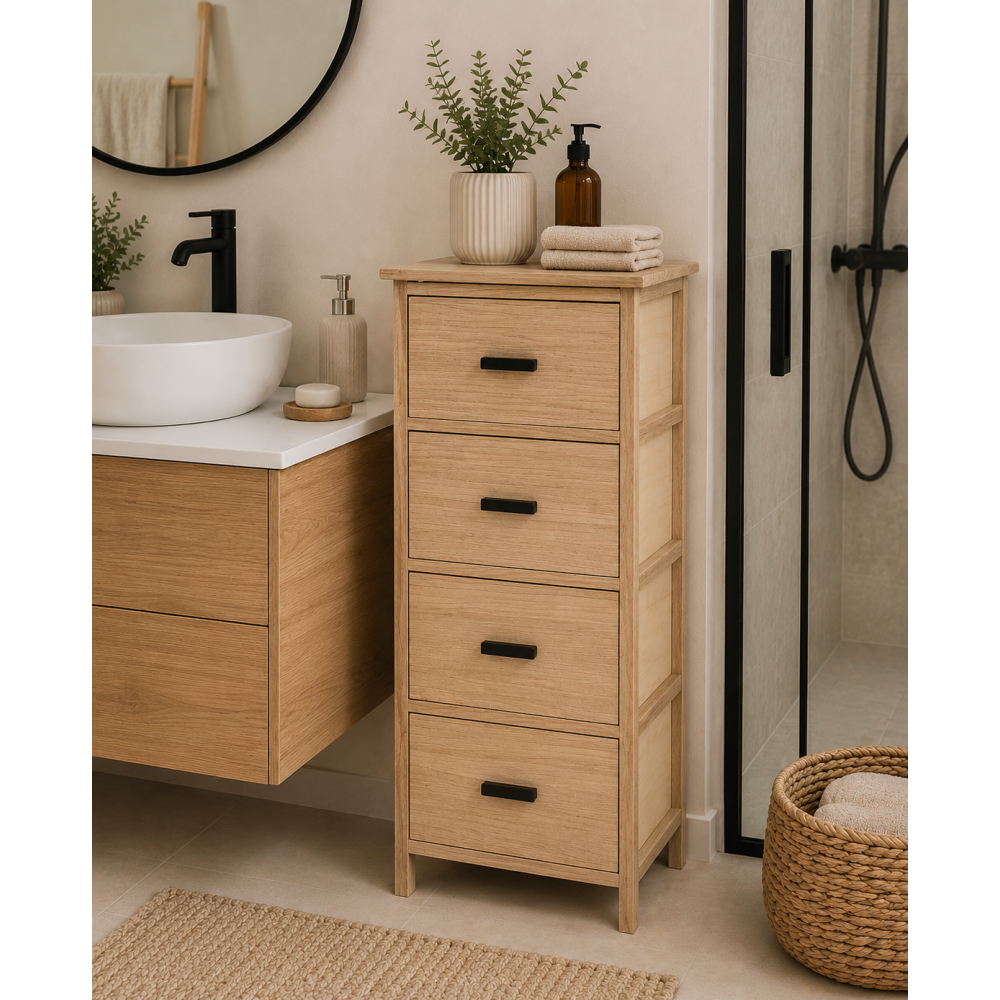 Συρταριέρα MDF με 4 Συρτάρια 37.5x27.5x86cm Μπεζ MRShome