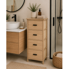 Συρταριέρα MDF με 4 Συρτάρια 37.5x27.5x86cm Μπεζ MRShome