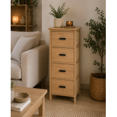 Συρταριέρα MDF με 4 Συρτάρια 37.5x27.5x86cm Μπεζ MRShome