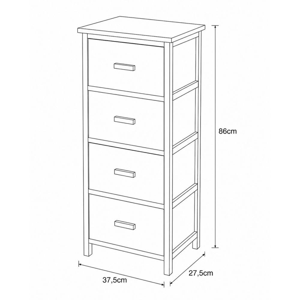 Συρταριέρα MDF με 4 Συρτάρια 37.5x27.5x86cm Μπεζ MRShome