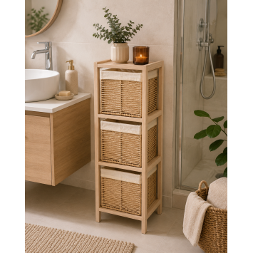 Συρταριέρα MDF με 3 Συρτάρια 25x25x77cm Μπεζ MRShome