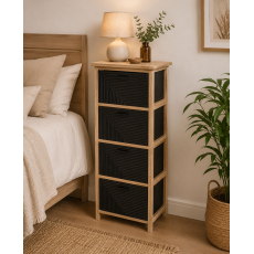 Συρταριέρα MDF με 4 Συρτάρια 37.5x27.5x86cm Φυσική/Μαύρη με Σχέδιο MRShome
