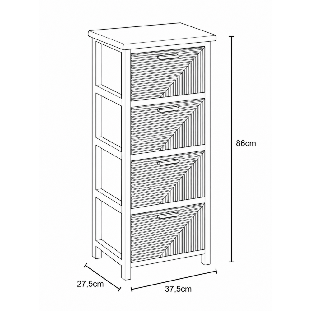 Συρταριέρα MDF με 4 Συρτάρια 37.5x27.5x86cm Φυσική/Μαύρη με Σχέδιο MRShome