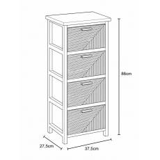 Συρταριέρα MDF με 4 Συρτάρια 37.5x27.5x86cm Φυσική/Μαύρη με Σχέδιο MRShome