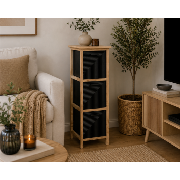 Συρταριέρα MDF με 3 Συρτάρια Φυσική/Μαύρη 25x25x77cm MRShome
