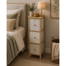 Συρταριέρα MDF με 3 Συρτάρια 25x25x77cm Φυσική με Σχέδια MRShome
