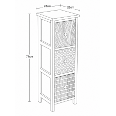 Συρταριέρα MDF με 3 Συρτάρια 25x25x77cm Φυσική με Σχέδια MRShome