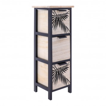 Συρταριέρα MDF με 3 Συρτάρια 25x25x77cm Μπεζ/Μαύρη με Σχέδιο MRShome