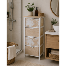 Συρταριέρα MDF με 4 Συρτάρια 37.5x27.5x86cm Μπεζ με Σχέδιο MRShome
