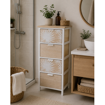Συρταριέρα MDF με 4 Συρτάρια 37.5x27.5x86cm Μπεζ με Σχέδιο MRShome