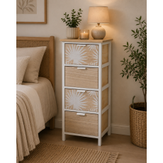 Συρταριέρα MDF με 4 Συρτάρια 37.5x27.5x86cm Μπεζ με Σχέδιο MRShome