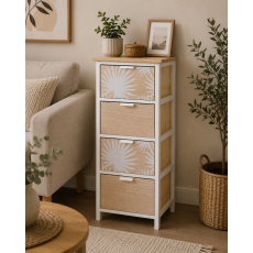 Συρταριέρα MDF με 4 Συρτάρια 37.5x27.5x86cm Μπεζ με Σχέδιο MRShome