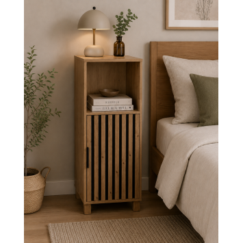 Έπιπλο Ξύλινο με Ντουλάπι και Ράφι Καφέ 35x30x86cm MRShome