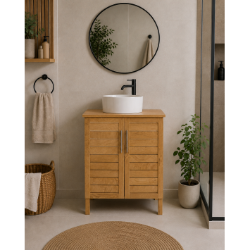 Έπιπλο Νιπτήρα Ξύλινο 60x30x70cm Μπεζ-Καφέ MRShome