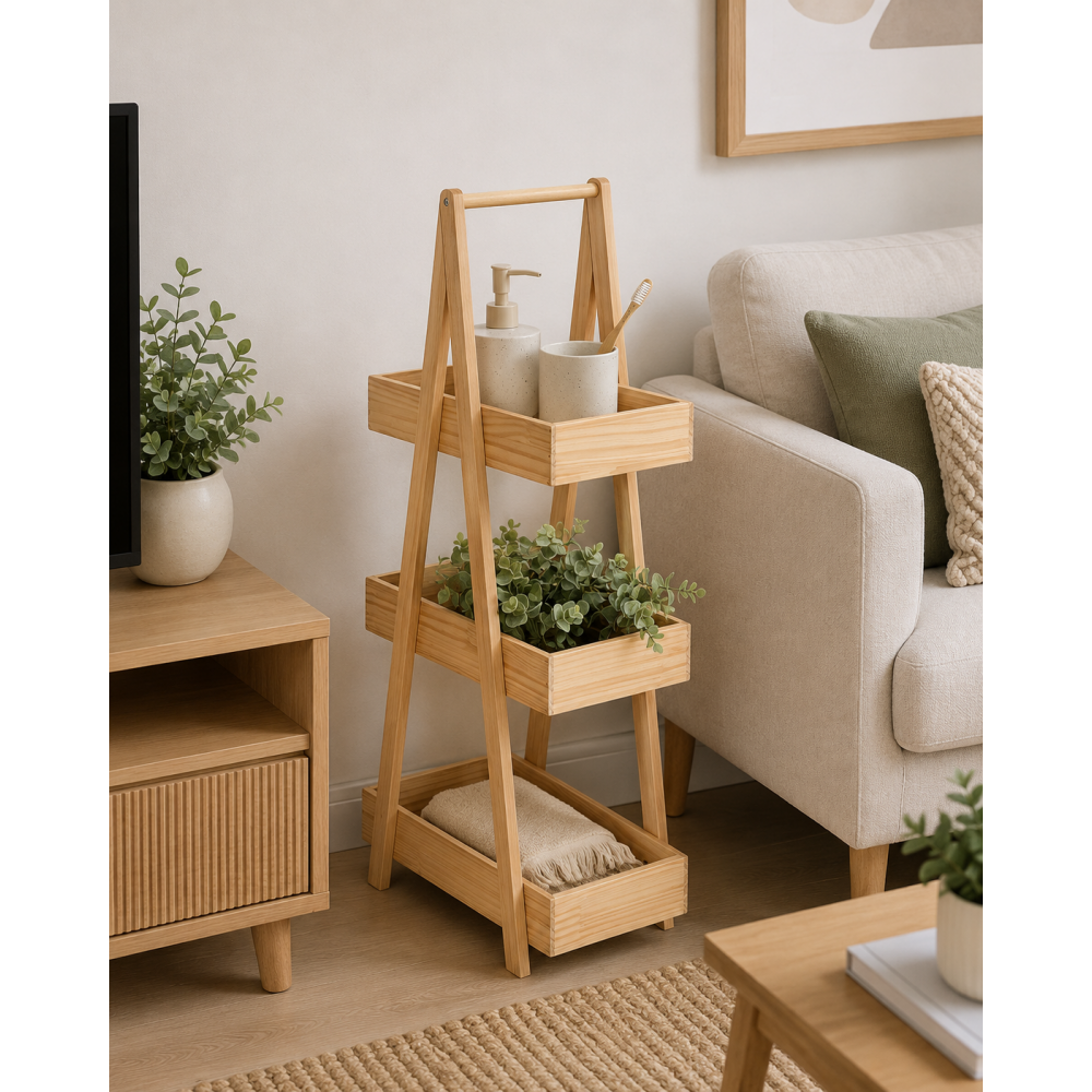 Ραφιέρα MDF με 3 Επίπεδα Φυσική 30x19x81cm MRShome